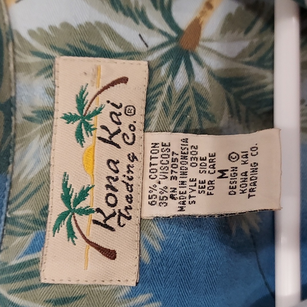 *Men's Kona Kai Hawaiian Print Beach Scene Cotton Blend Camp Shirt Size Medium - Picture 6 of 9